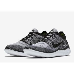 Nike Free Run Flyknit 2018 Mens Road Running Sneakers 7 Black White Shoes